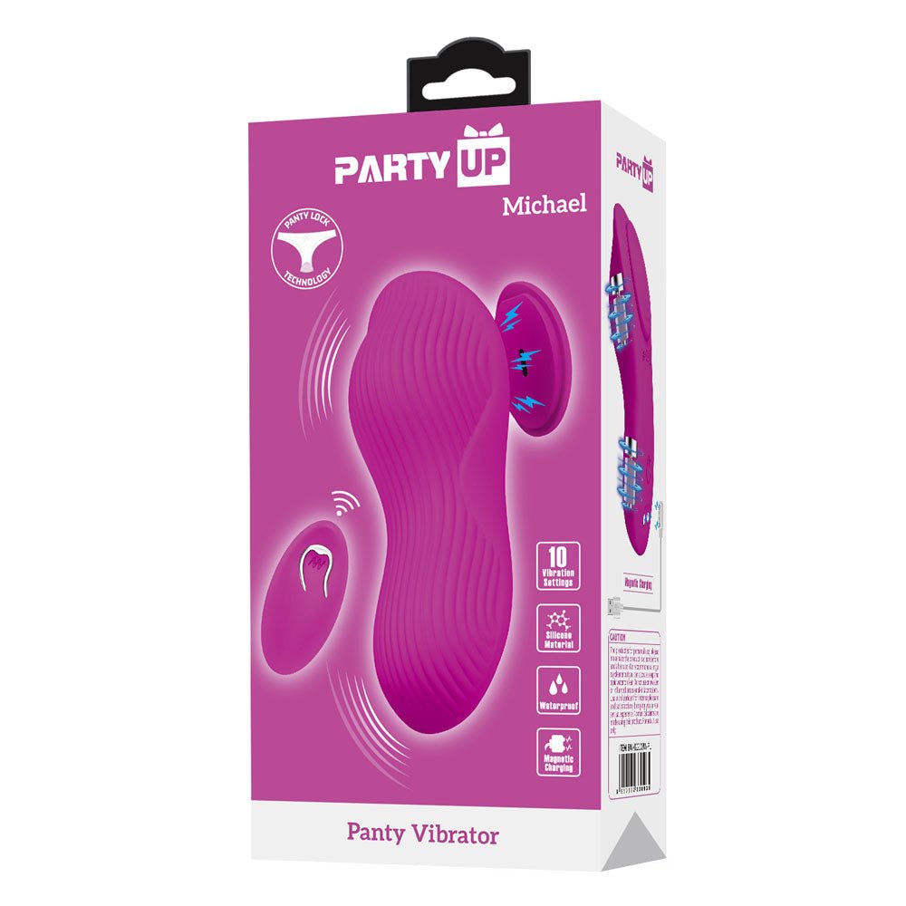 Party Up MICHAEL Panty Vibe - Pink - Pink USB Rechargeable Panty Vibrator with Wireless Remote Control - Mr and Mrs D's