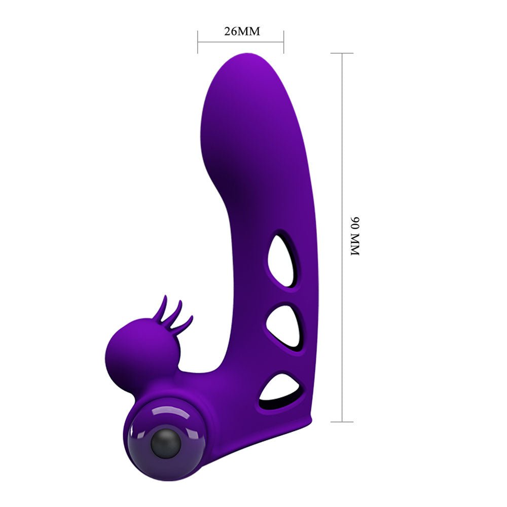 Party Up MIKE Finger Vibe - Purple - Purple Vibrating Finger Vibrator - Mr and Mrs D's