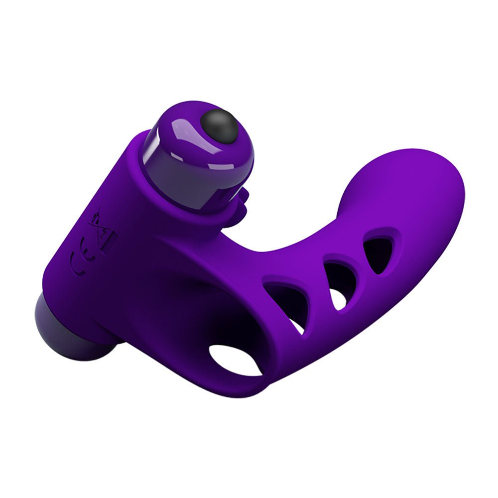 Party Up MIKE Finger Vibe - Purple - Purple Vibrating Finger Vibrator - Mr and Mrs D's