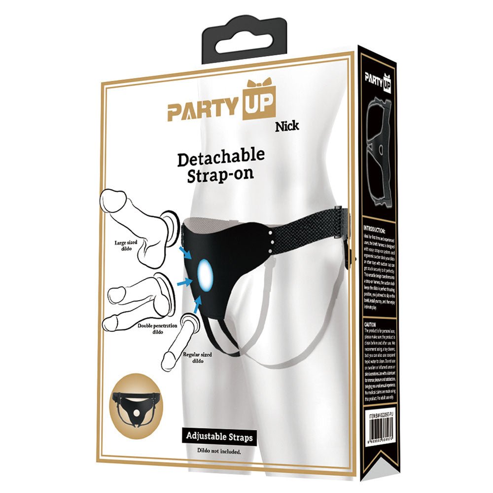 Party Up NICK Strap - On Harness - Black Adjustable Strap - On Harness (No Probe Included) - Mr and Mrs D's