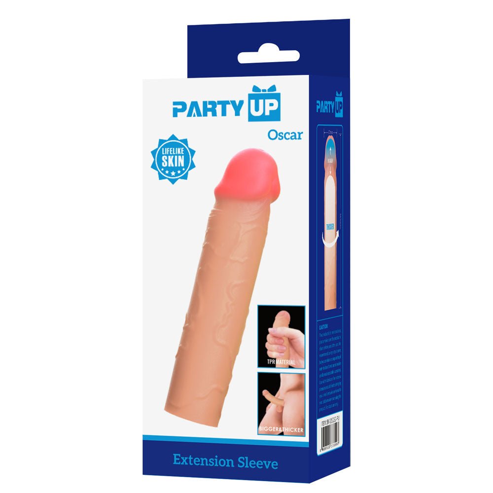 Party Up OSCAR 1 Inch Extender Sleeve - Flesh 1 Inch Penis Extender Sleeve - Mr and Mrs D's