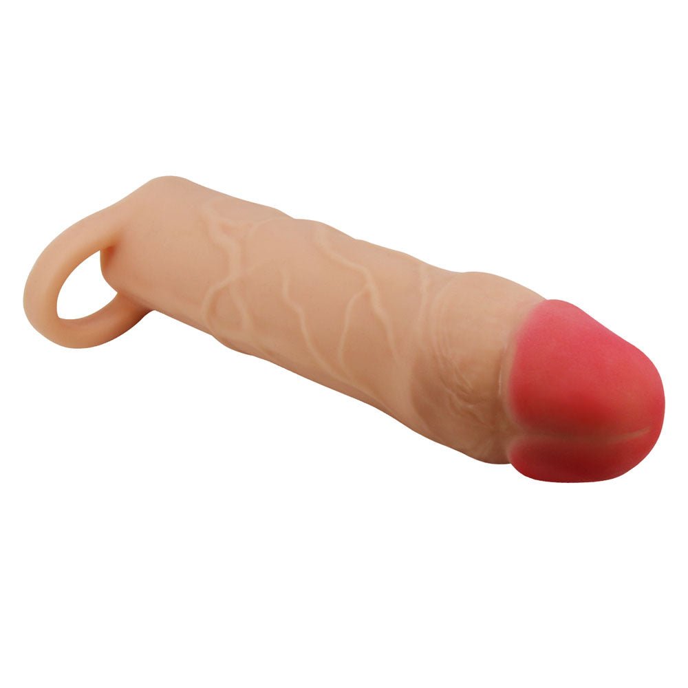 Party Up PATRICK 2 Inch Extender Sleeve - Flesh 2 Inch Penis Extender Sleeve with Ball Strap - Mr and Mrs D's