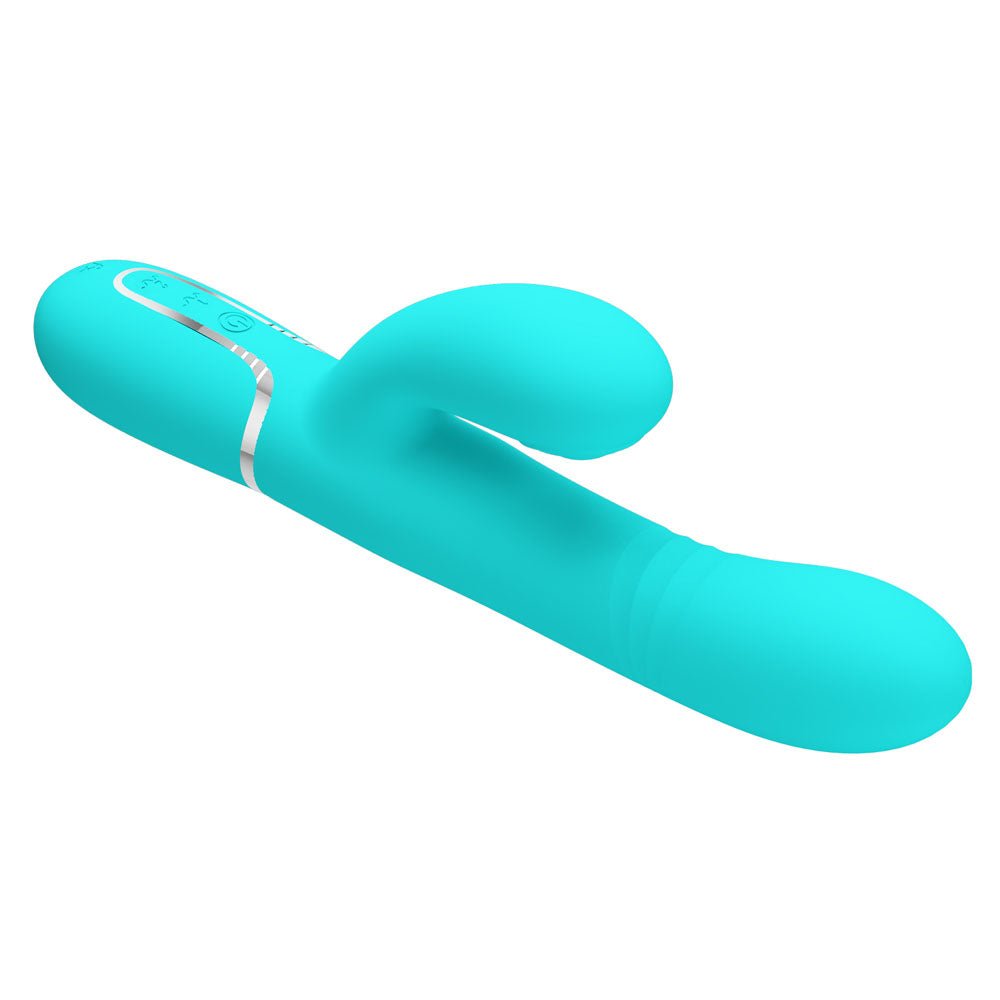 Party Up PAUL Rolling Beads Vibrator - Teal - Teal 22.6 cm USB Rechargeable Thrusting Rabbit Vibrator - Mr and Mrs D's