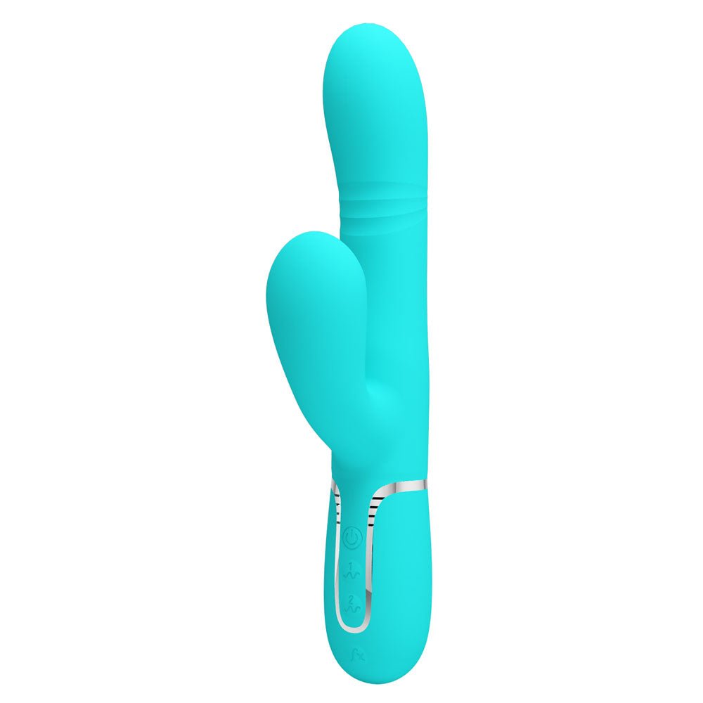 Party Up PAUL Rolling Beads Vibrator - Teal - Teal 22.6 cm USB Rechargeable Thrusting Rabbit Vibrator - Mr and Mrs D's