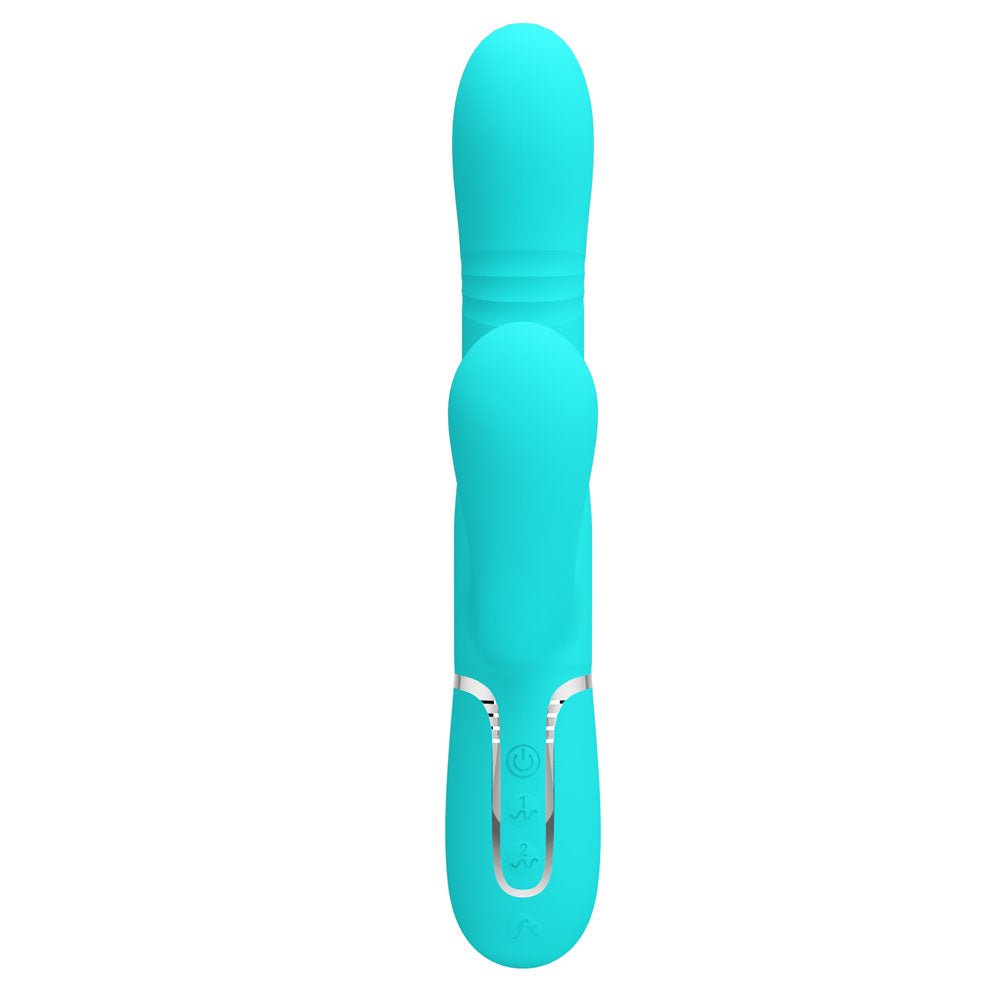 Party Up PAUL Rolling Beads Vibrator - Teal - Teal 22.6 cm USB Rechargeable Thrusting Rabbit Vibrator - Mr and Mrs D's