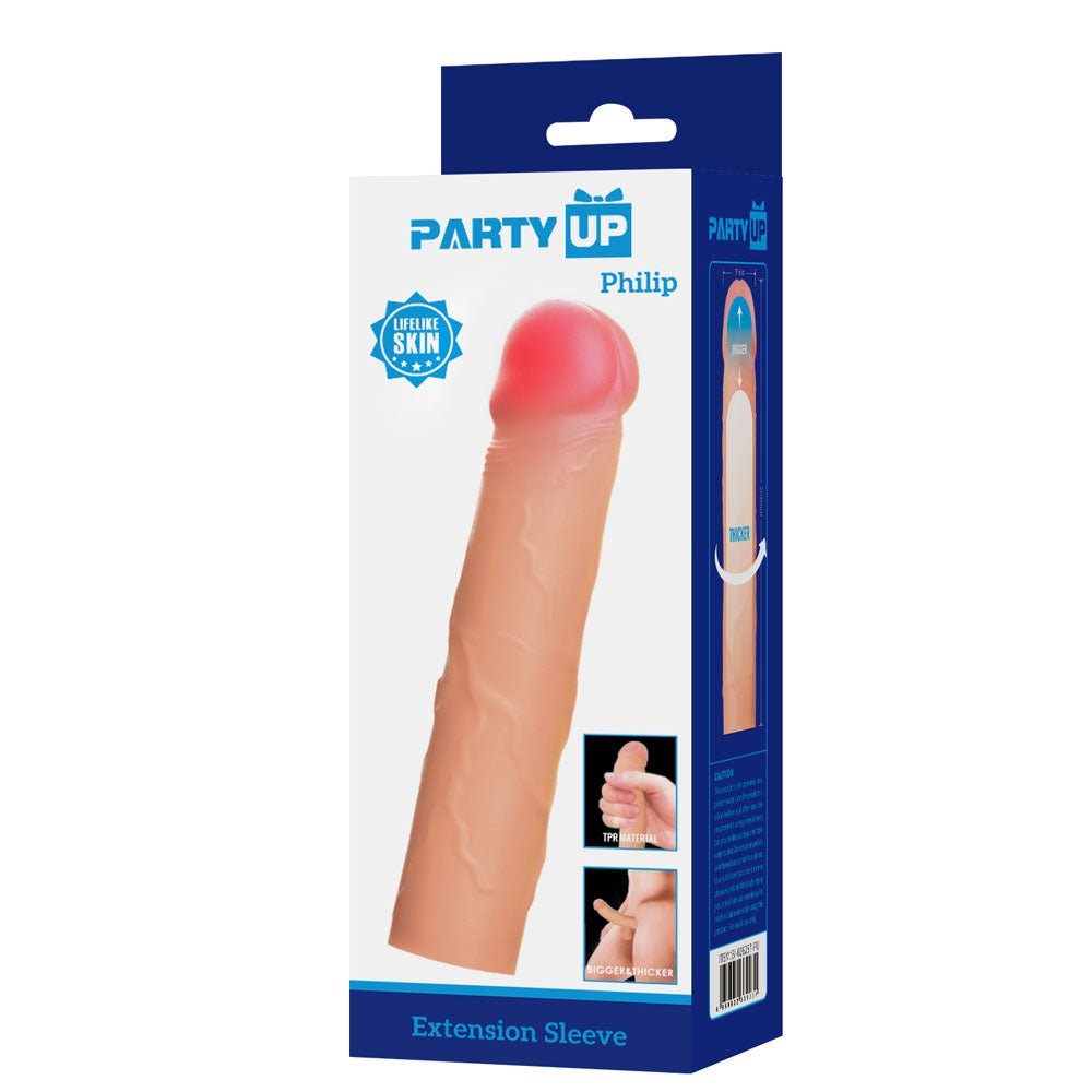 Party Up PHILIP 3 Inch Extender Sleeve - Flesh 3 Inch Penis Extender Sleeve - Mr and Mrs D's