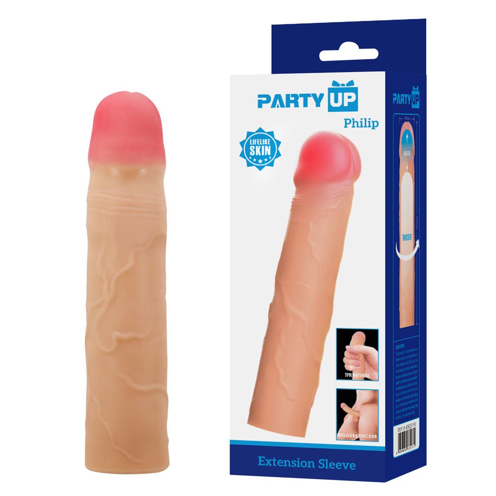 Party Up PHILIP 3 Inch Extender Sleeve - Flesh 3 Inch Penis Extender Sleeve - Mr and Mrs D's