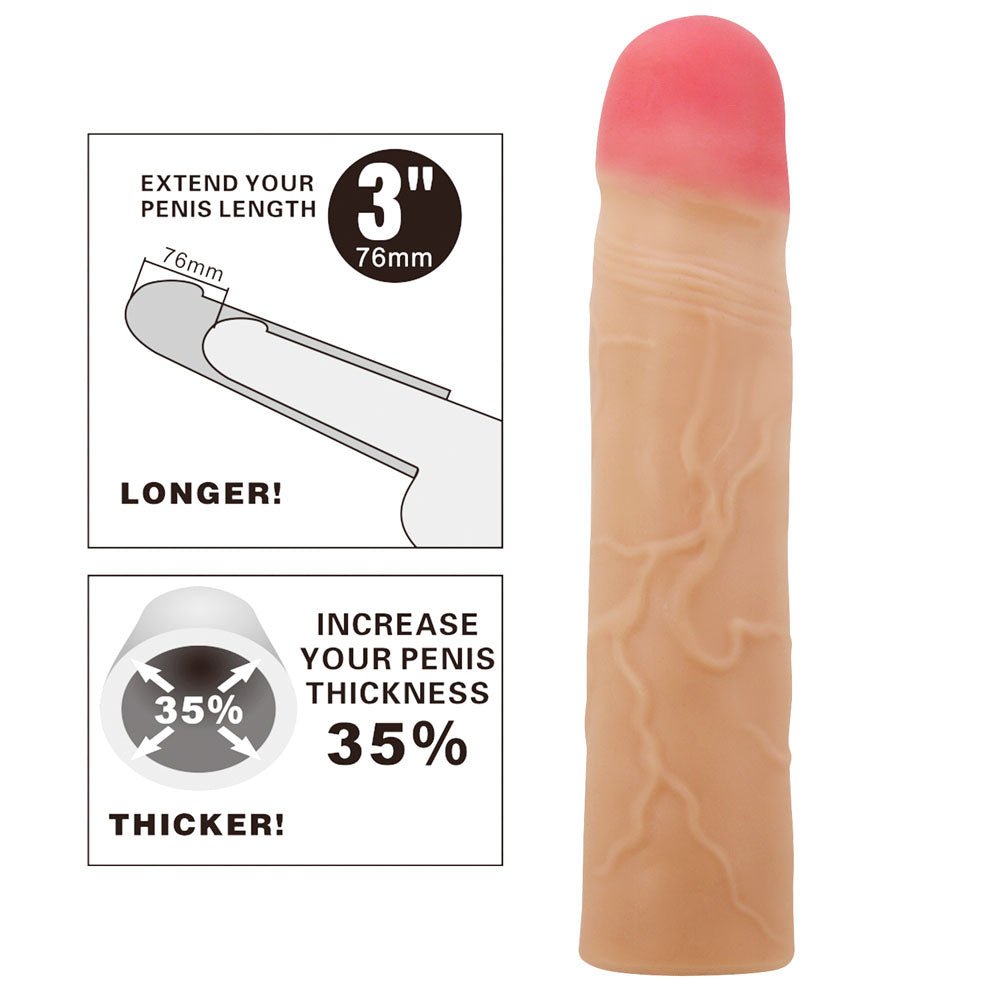 Party Up PHILIP 3 Inch Extender Sleeve - Flesh 3 Inch Penis Extender Sleeve - Mr and Mrs D's