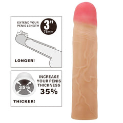 Party Up PHILIP 3 Inch Extender Sleeve - Flesh 3 Inch Penis Extender Sleeve - Mr and Mrs D's