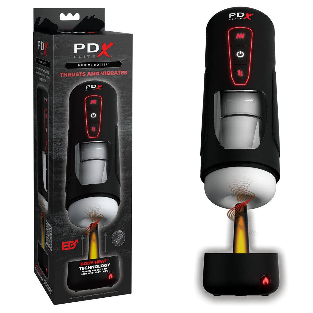 PDX Elite Milk Me Hotter - Thrusting Heating & Vibrating Auto Stroker Masturbator USB Rechargeable - Mr and Mrs D's
