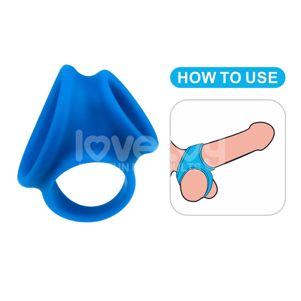 Pinnacle Pro Trio Grip Enhancer - Blue Cock & Balls Ring - COCK RINGS - Mr and Mrs D's