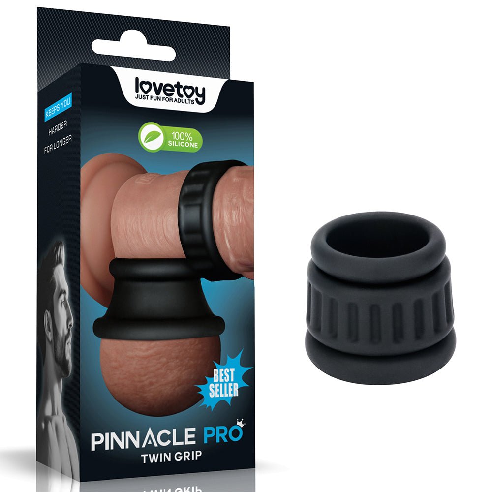 Pinnacle Pro Twin Grip Enhancer - Black Cock & Balls Ring - COCK RINGS - Mr and Mrs D's