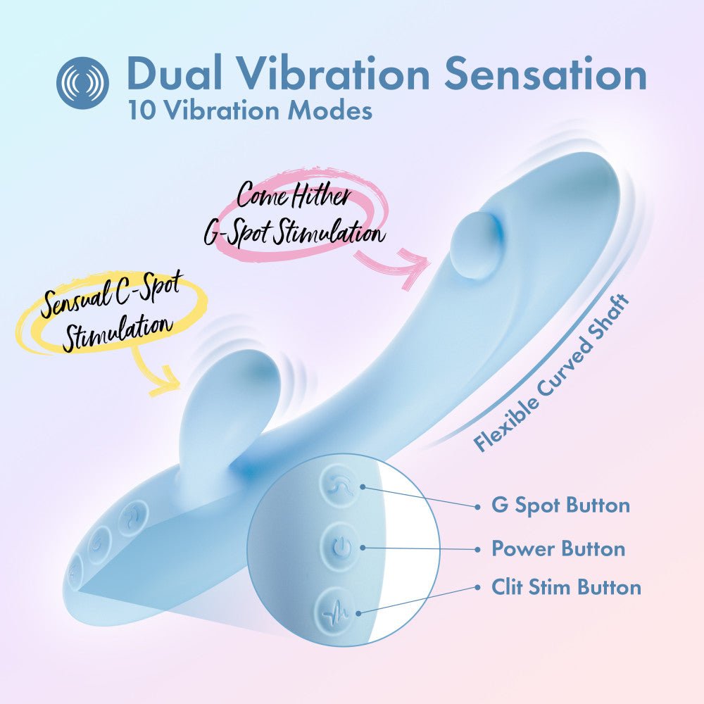 Play With Me - Moondust Magic - Blue 20.3 cm USB Rechargeable Rabbit Vibrator - VIBRATORS - Mr and Mrs D's