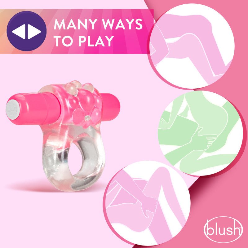 Play With Me Teaser Vibrating C - Ring - Clear/Pink Vibrating Cock Ring - COCK RINGS - Mr and Mrs D's