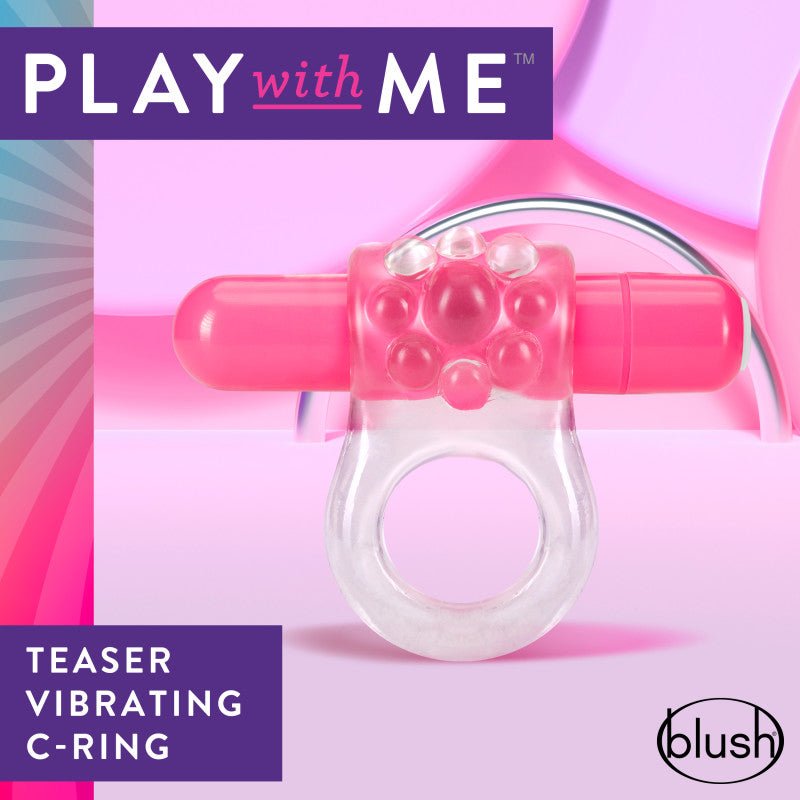 Play With Me Teaser Vibrating C - Ring - Clear/Pink Vibrating Cock Ring - COCK RINGS - Mr and Mrs D's