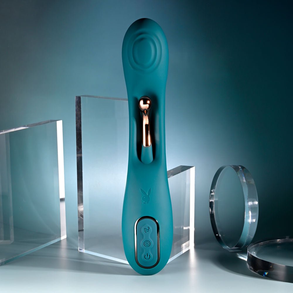 Playboy Pleasure AURELIE - Green 22.7 cm USB Rechargeable Vibrator with Internal Flicker - Mr and Mrs D's