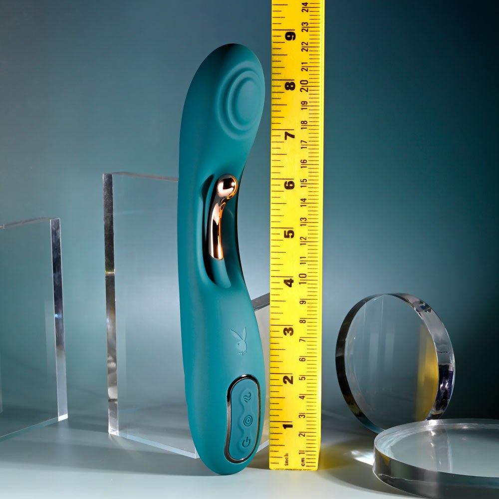 Playboy Pleasure AURELIE - Green 22.7 cm USB Rechargeable Vibrator with Internal Flicker - Mr and Mrs D's