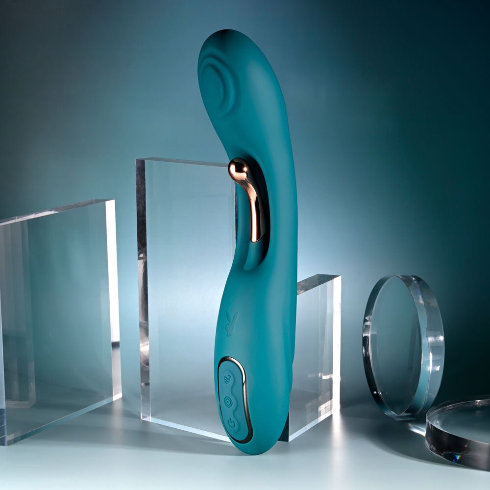 Playboy Pleasure AURELIE - Green 22.7 cm USB Rechargeable Vibrator with Internal Flicker - Mr and Mrs D's