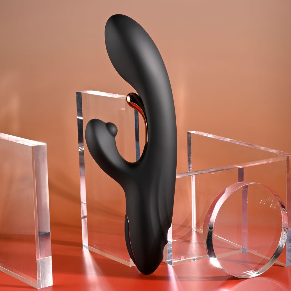 Playboy Pleasure AUREUS - Black 22.7 cm USB Rechargeable Rabbit Vibrator with Internal Flicker - Mr and Mrs D's