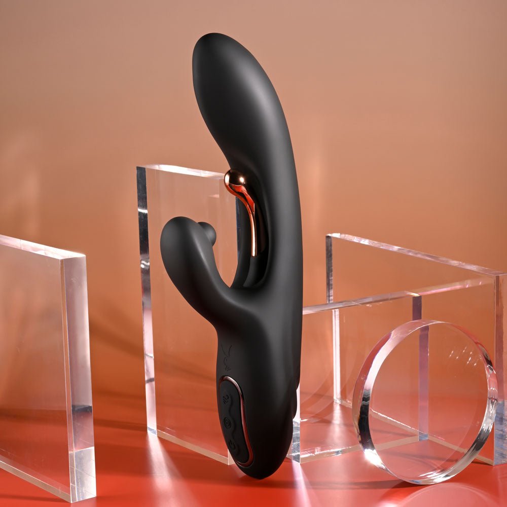 Playboy Pleasure AUREUS - Black 22.7 cm USB Rechargeable Rabbit Vibrator with Internal Flicker - Mr and Mrs D's