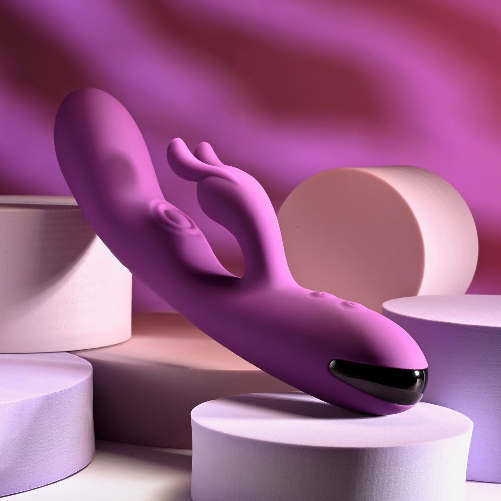 Playboy Pleasure BUSY BUNNY - Purple 22.6 cm USB Rechargeable Rabbit Vibrator with Tapping Shaft - VIBRATORS - Mr and Mrs D's