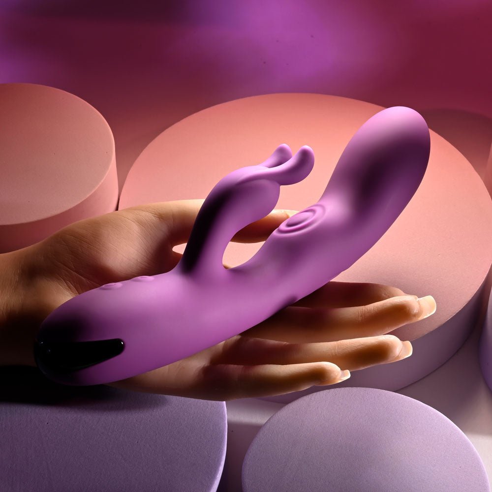 Playboy Pleasure BUSY BUNNY - Purple 22.6 cm USB Rechargeable Rabbit Vibrator with Tapping Shaft - VIBRATORS - Mr and Mrs D's