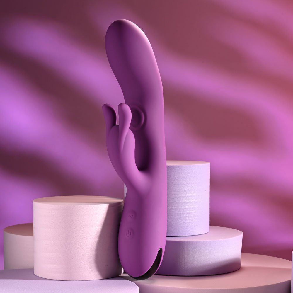 Playboy Pleasure BUSY BUNNY - Purple 22.6 cm USB Rechargeable Rabbit Vibrator with Tapping Shaft - VIBRATORS - Mr and Mrs D's