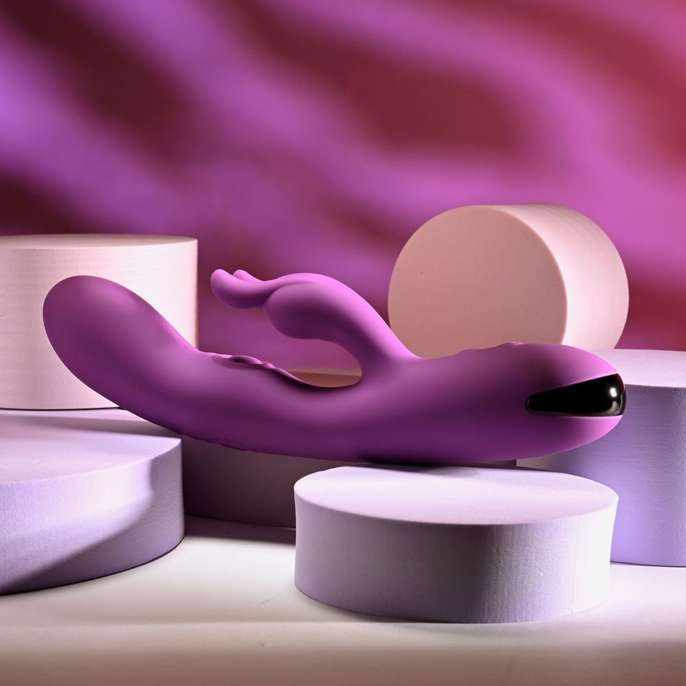 Playboy Pleasure BUSY BUNNY - Purple 22.6 cm USB Rechargeable Rabbit Vibrator with Tapping Shaft - VIBRATORS - Mr and Mrs D's