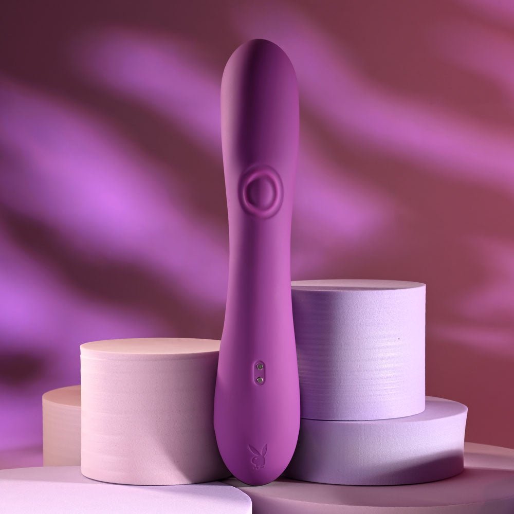 Playboy Pleasure BUSY BUNNY - Purple 22.6 cm USB Rechargeable Rabbit Vibrator with Tapping Shaft - VIBRATORS - Mr and Mrs D's