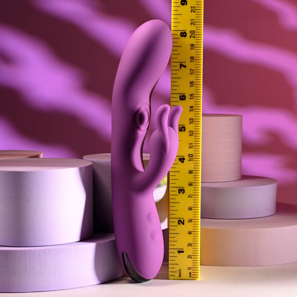 Playboy Pleasure BUSY BUNNY - Purple 22.6 cm USB Rechargeable Rabbit Vibrator with Tapping Shaft - VIBRATORS - Mr and Mrs D's