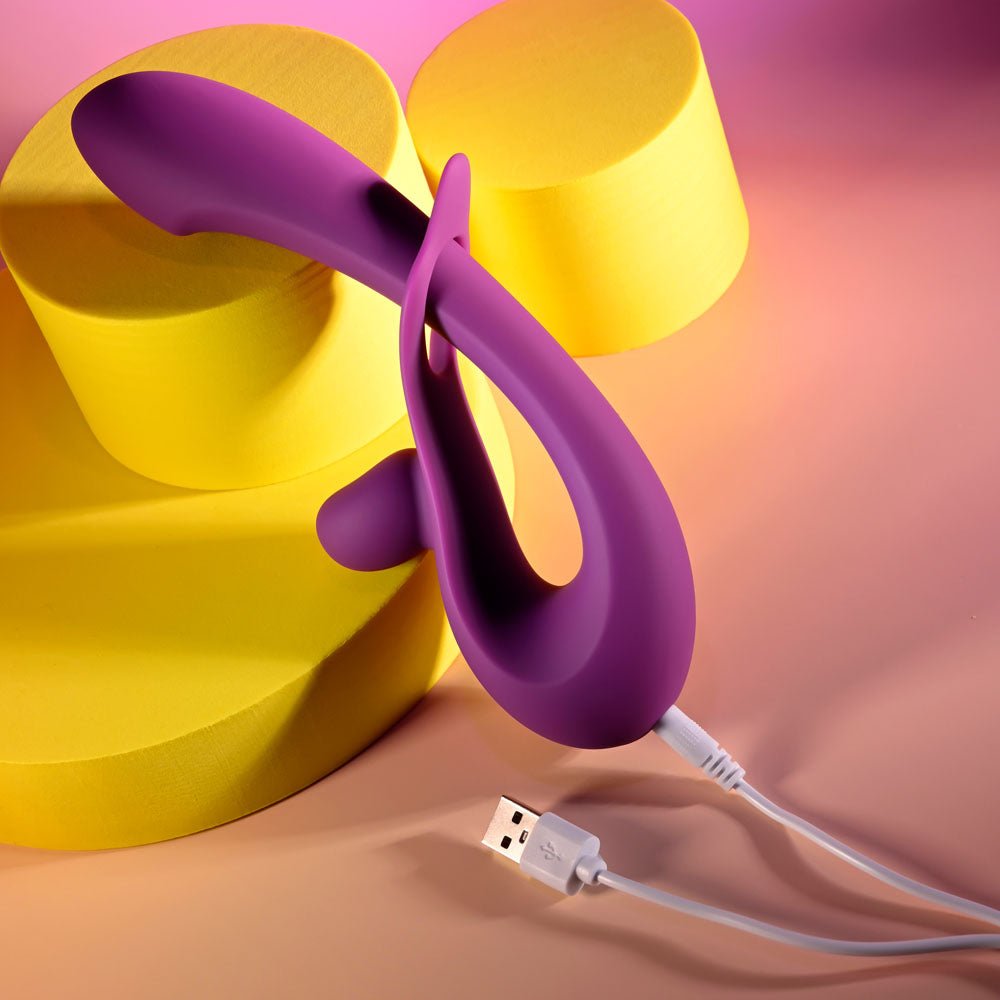 Playboy Pleasure CHA CHA SLIDE - Purple 20 cm USB Rechargeable Rabbit Vibrator - Mr and Mrs D's