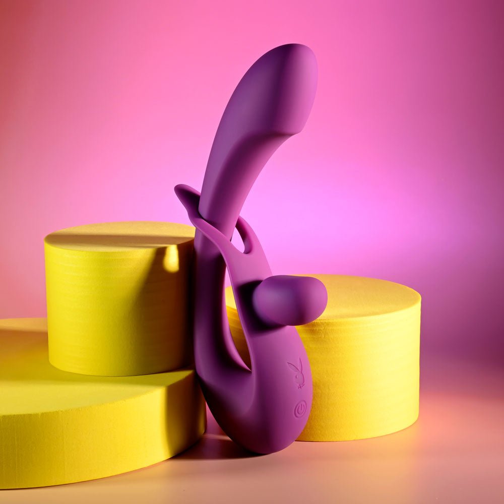 Playboy Pleasure CHA CHA SLIDE - Purple 20 cm USB Rechargeable Rabbit Vibrator - Mr and Mrs D's