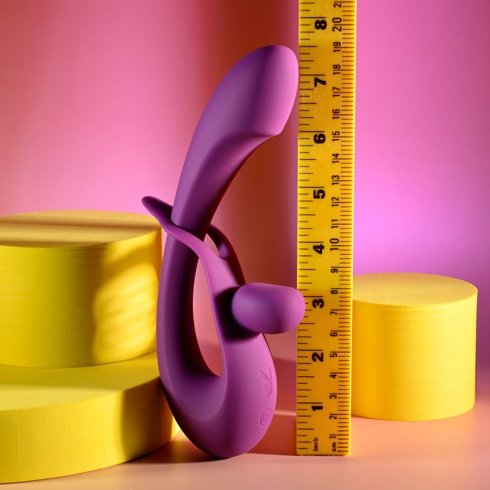 Playboy Pleasure CHA CHA SLIDE - Purple 20 cm USB Rechargeable Rabbit Vibrator - Mr and Mrs D's