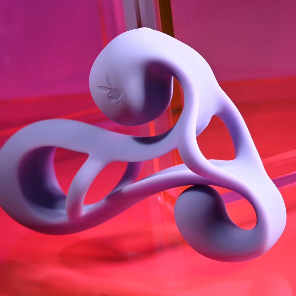 Playboy Pleasure FANTASY CAGE - Purple USB Rechargeable Vibrating Penis Sleeve - SLEEVES - Mr and Mrs D's