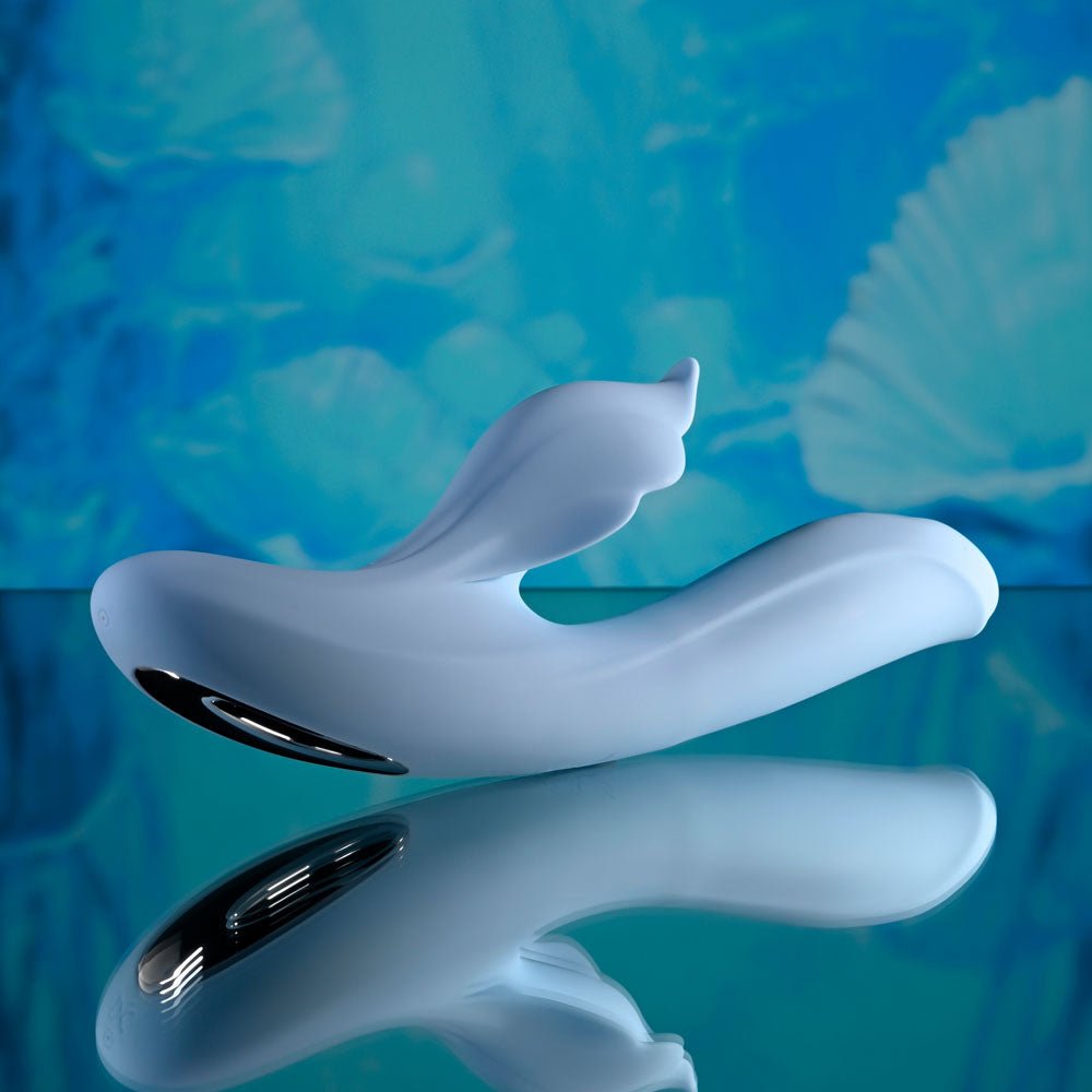 Playboy Pleasure IN BLOOM Thrusting Tapping & Heating Dual Vibrator - Blue 23.5 cm USB Rechargeable - Mr and Mrs D's