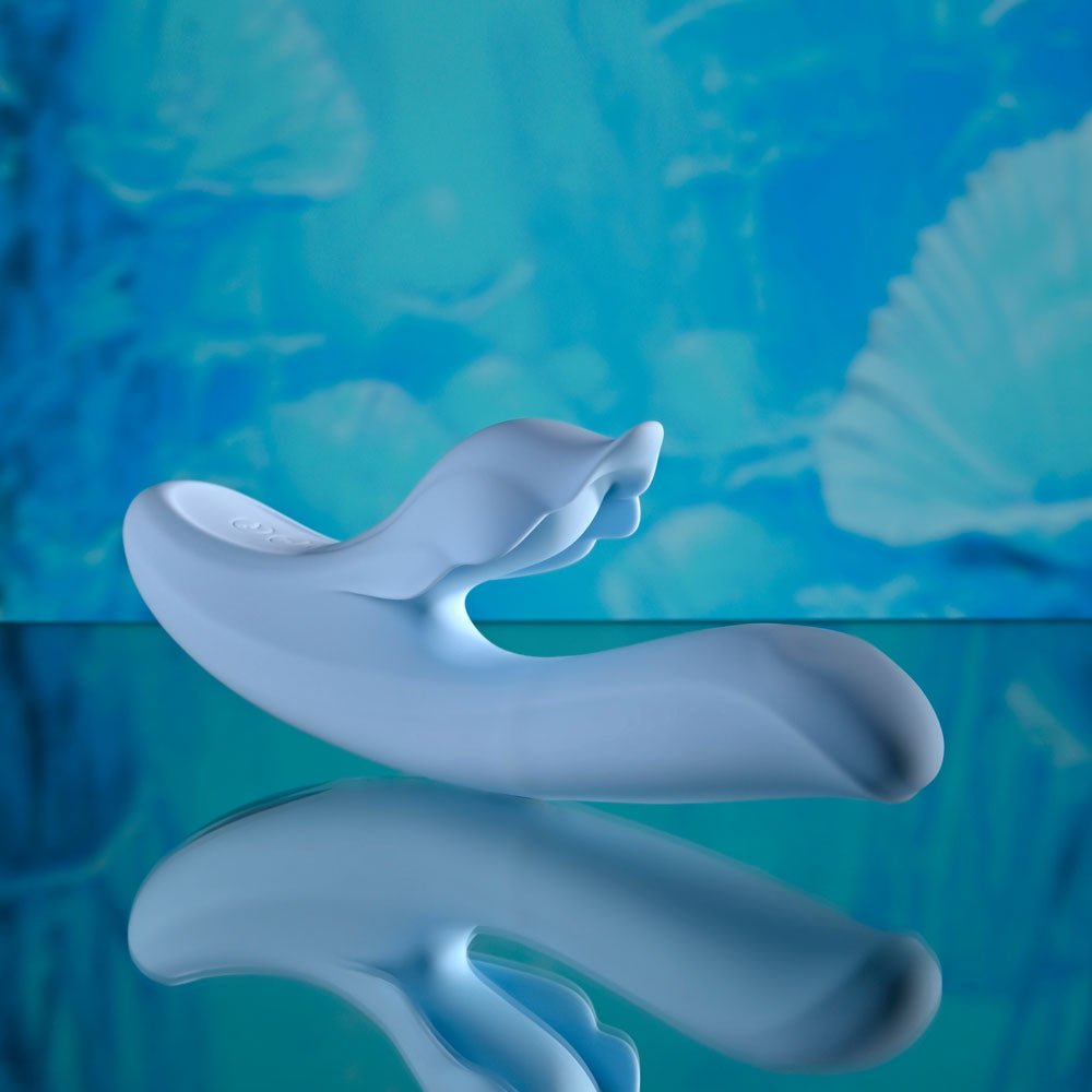 Playboy Pleasure IN BLOOM Thrusting Tapping & Heating Dual Vibrator - Blue 23.5 cm USB Rechargeable - Mr and Mrs D's