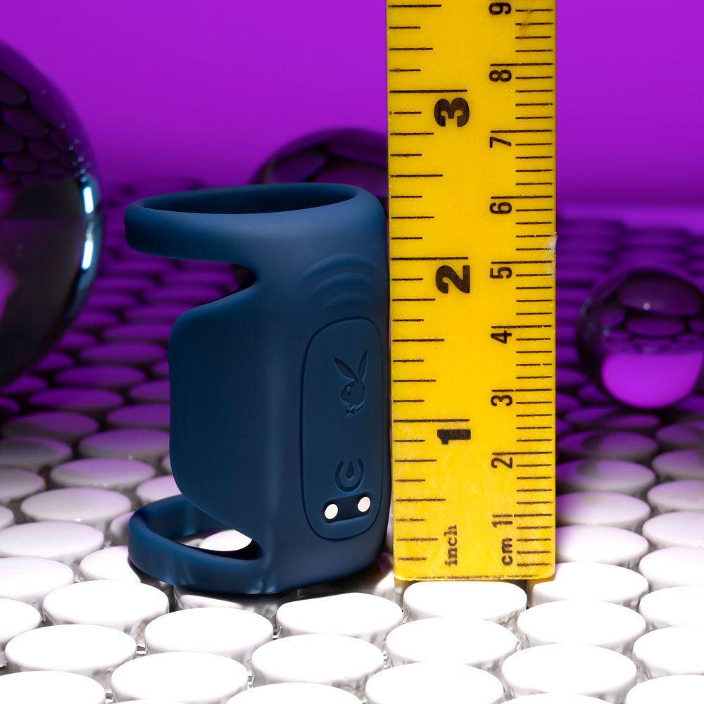 Playboy Pleasure JET PACK - Dark Blue USB Rechargeable Vibrating Penis Harness - SLEEVES - Mr and Mrs D's