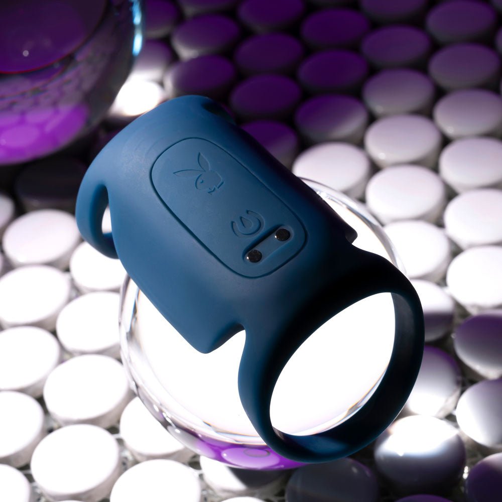 Playboy Pleasure JET PACK - Dark Blue USB Rechargeable Vibrating Penis Harness - SLEEVES - Mr and Mrs D's