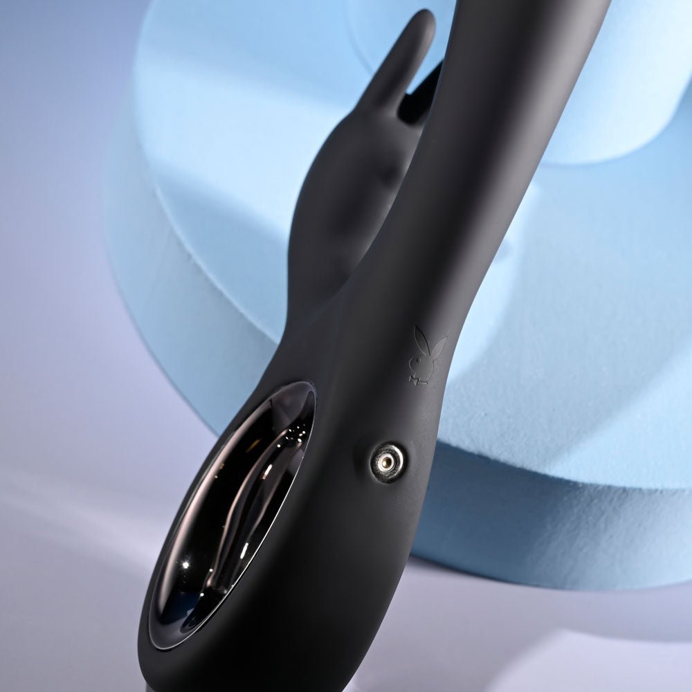 Playboy Pleasure LATE NIGHT BUNNY - Black 20 cm USB Rechargeable Rabbit Vibrator - Mr and Mrs D's