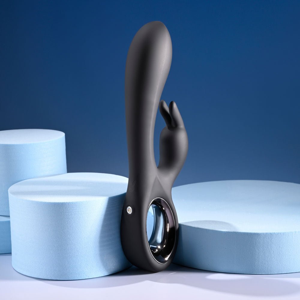 Playboy Pleasure LATE NIGHT BUNNY - Black 20 cm USB Rechargeable Rabbit Vibrator - Mr and Mrs D's