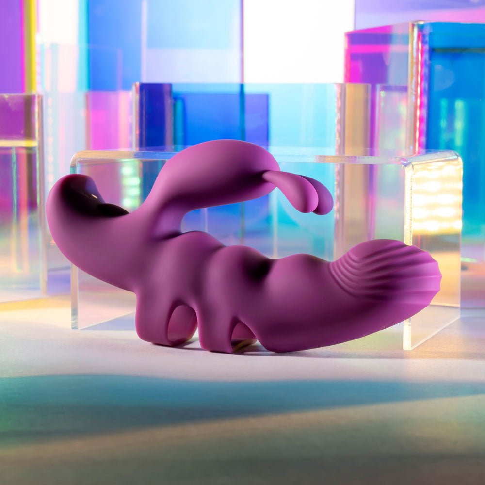 Playboy Pleasure LEND A HAND - Purple USB Rechargeable Finger Rabbit Vibrator - STIMULATORS - Mr and Mrs D's