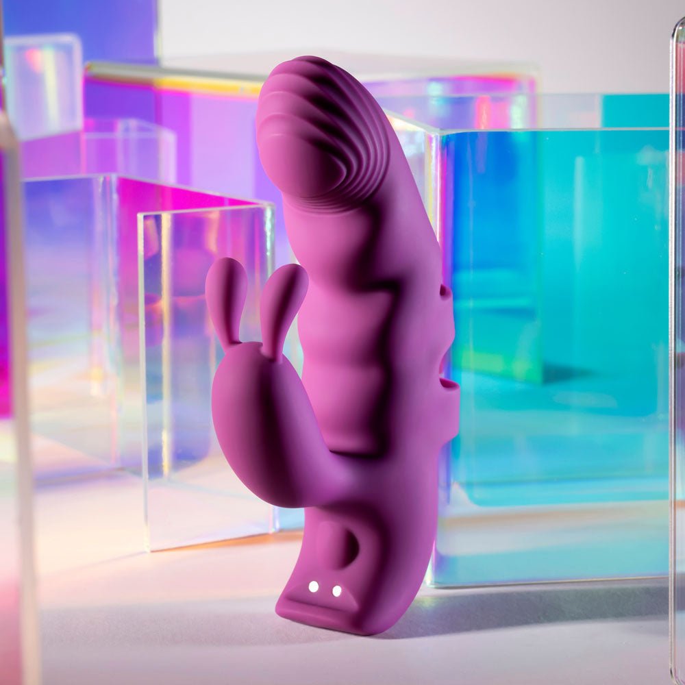 Playboy Pleasure LEND A HAND - Purple USB Rechargeable Finger Rabbit Vibrator - STIMULATORS - Mr and Mrs D's