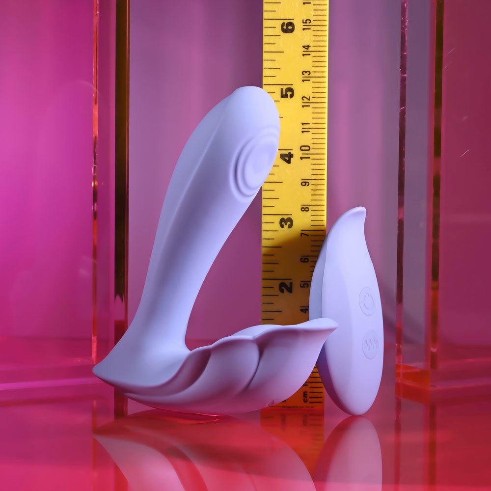 Playboy Pleasure LILAC FANTASY - Purple 13.5 cm USB Rechargeable Tapping Vibrator with Remote - Mr and Mrs D's