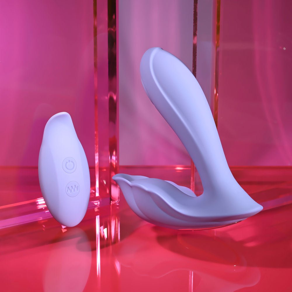 Playboy Pleasure LILAC FANTASY - Purple 13.5 cm USB Rechargeable Tapping Vibrator with Remote - Mr and Mrs D's