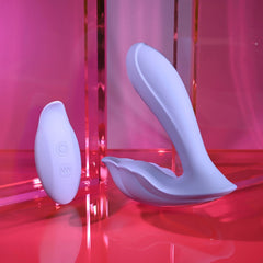 Playboy Pleasure LILAC FANTASY - Purple 13.5 cm USB Rechargeable Tapping Vibrator with Remote - Mr and Mrs D's