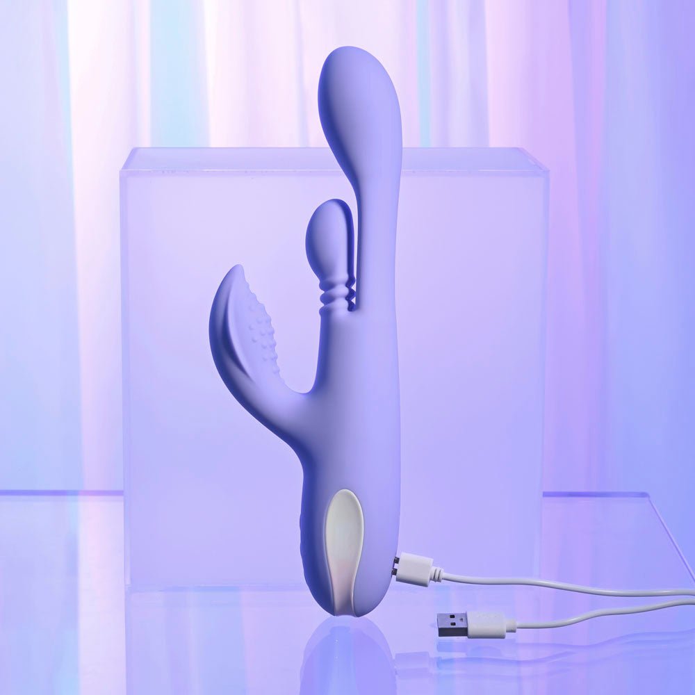 Playboy Pleasure NUBBIN RUBBIN - Purple 24.1 cm USB Rechargeable Thrusting Rabbit Vibrator - VIBRATORS - Mr and Mrs D's