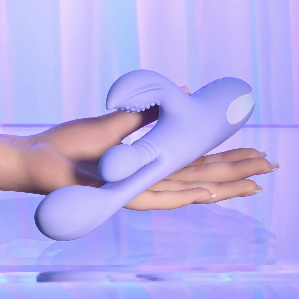 Playboy Pleasure NUBBIN RUBBIN - Purple 24.1 cm USB Rechargeable Thrusting Rabbit Vibrator - VIBRATORS - Mr and Mrs D's