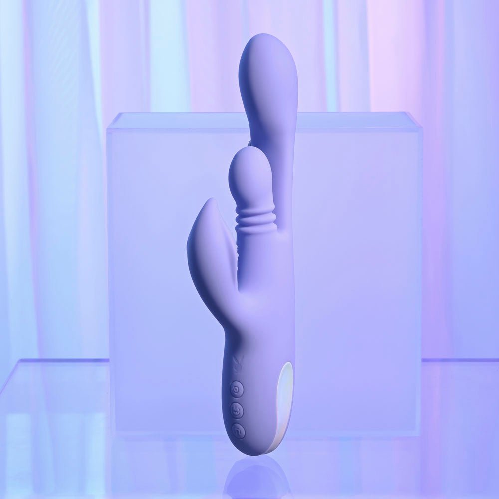 Playboy Pleasure NUBBIN RUBBIN - Purple 24.1 cm USB Rechargeable Thrusting Rabbit Vibrator - VIBRATORS - Mr and Mrs D's