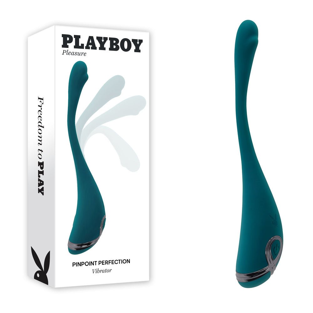 Playboy Pleasure PINPOINT PERFECTION - Green 19.3 cm USB Rechargeable Poseable Vibrator - Mr and Mrs D's