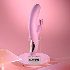 Playboy Pleasure RUB ME RIGHT - Pink 23.2 cm USB Rechargeable Thrusting Rabbit Vibrator - VIBRATORS - Mr and Mrs D's